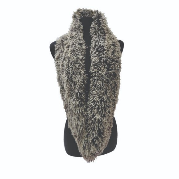 RIFLESSI Faux-Fur Heather Gray Infinity Scarf - Picture 3 of 3